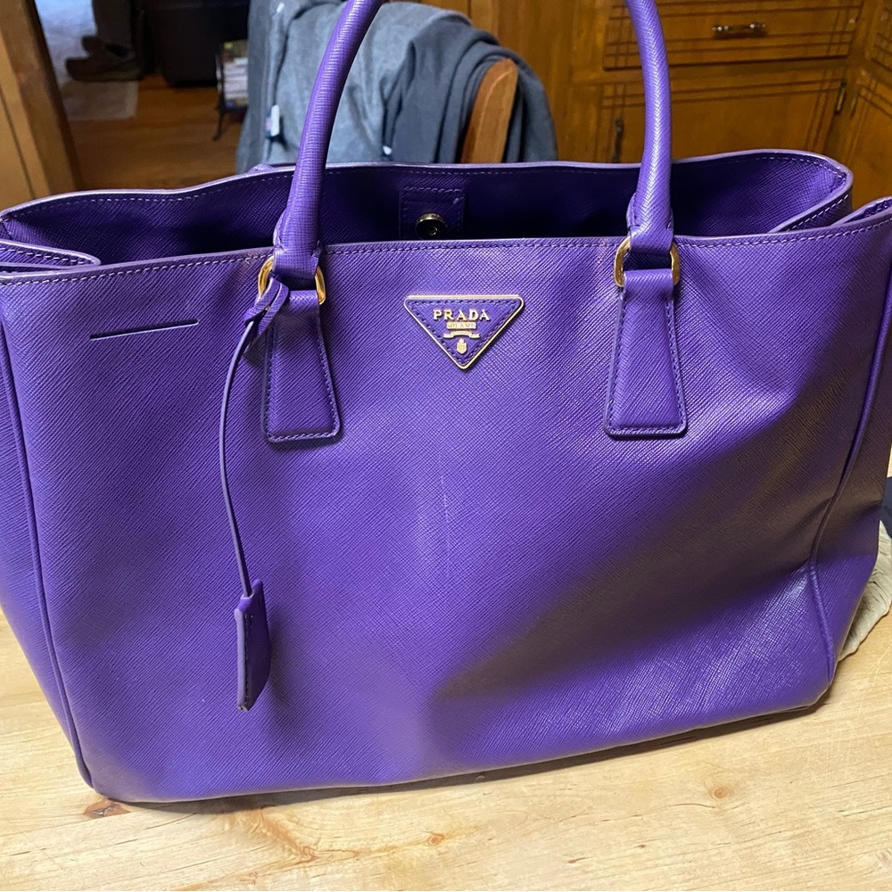 Prada Saffiano Lux Leather Purple Tote - Picture 1 of 12